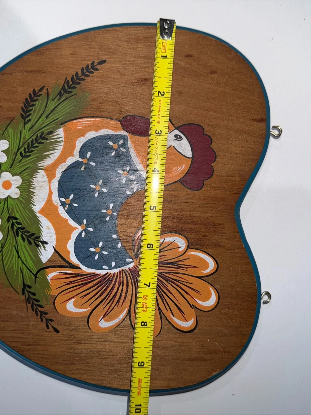 Vintage Wood Hanging Heart Sign Farmhouse Country Rustic Hand Painted Rooster W